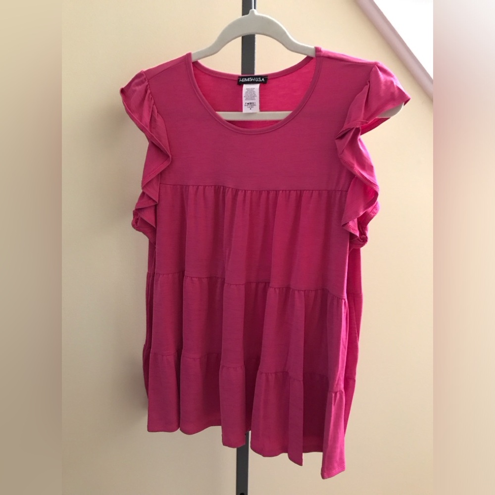 HEIMISH NWT Top Pink Ruffle Details Size Small - Large